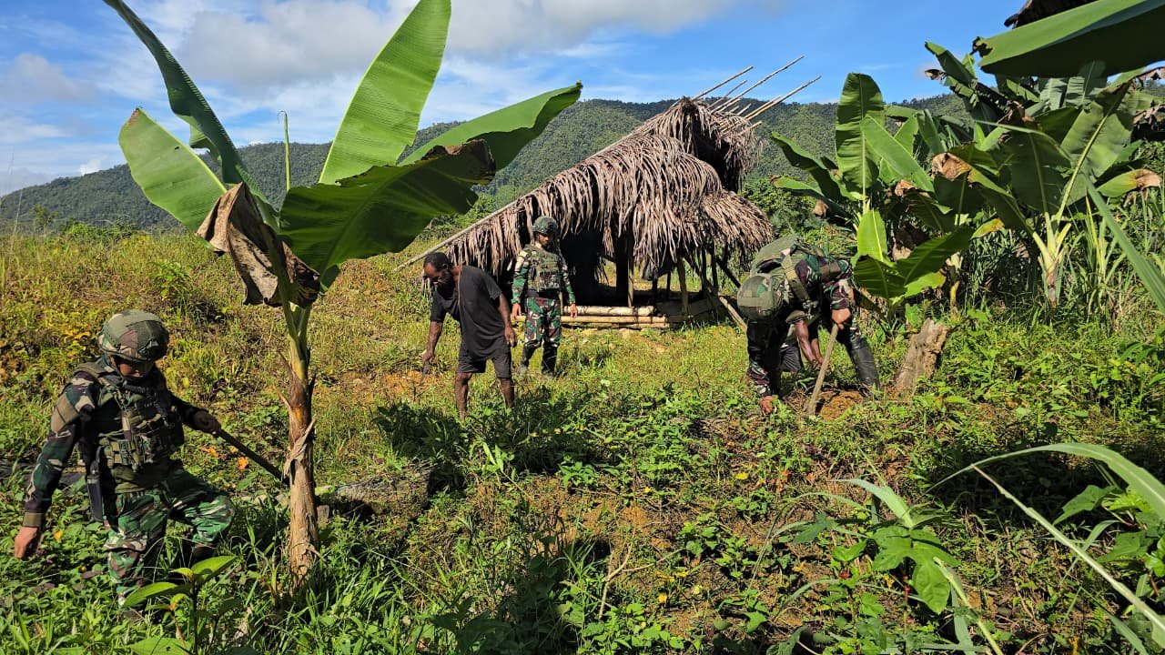Satgas Yonif 521/DY Perkuat Ketahanan Pangan Warga Benawa Yalimo Papua. - thewasesanews.com