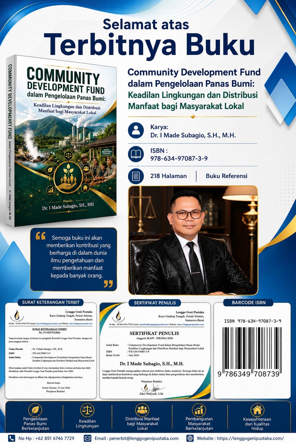 Buku Baru Dr I Made Subagio Dorong Pengelolaan Panas Bumi Berkeadilan. - thewasesanews.com