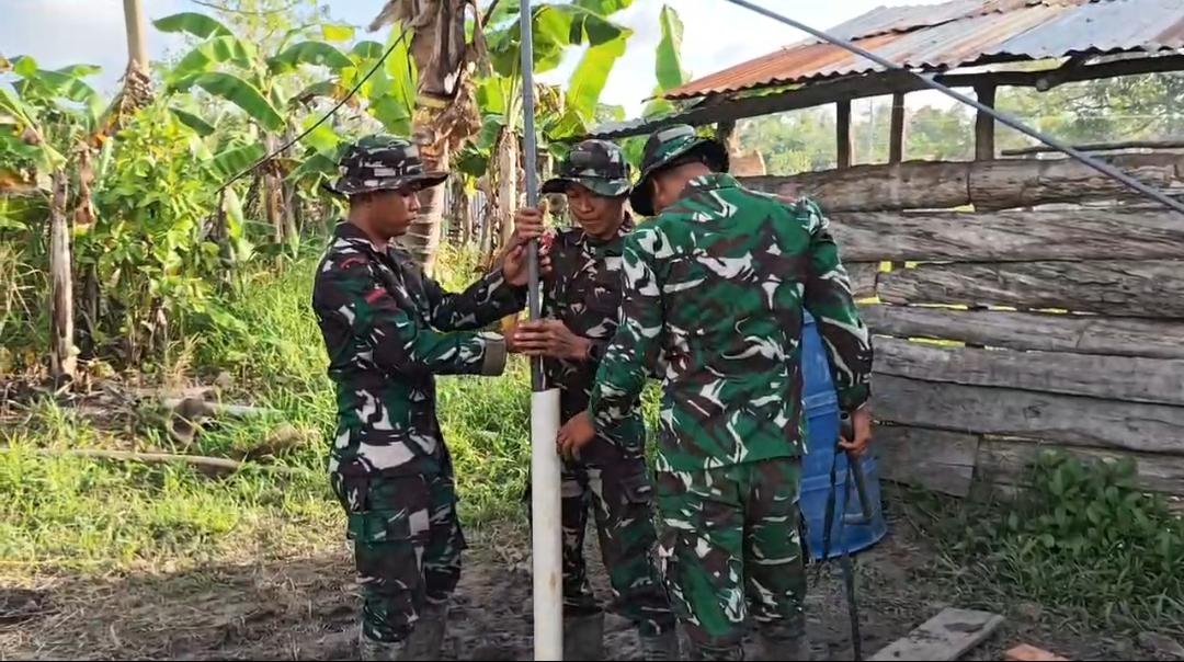 Satgas Yonif 123/Rajawali Bangun Sumur Bor di Kimaam Papua. - thewasesanews.com