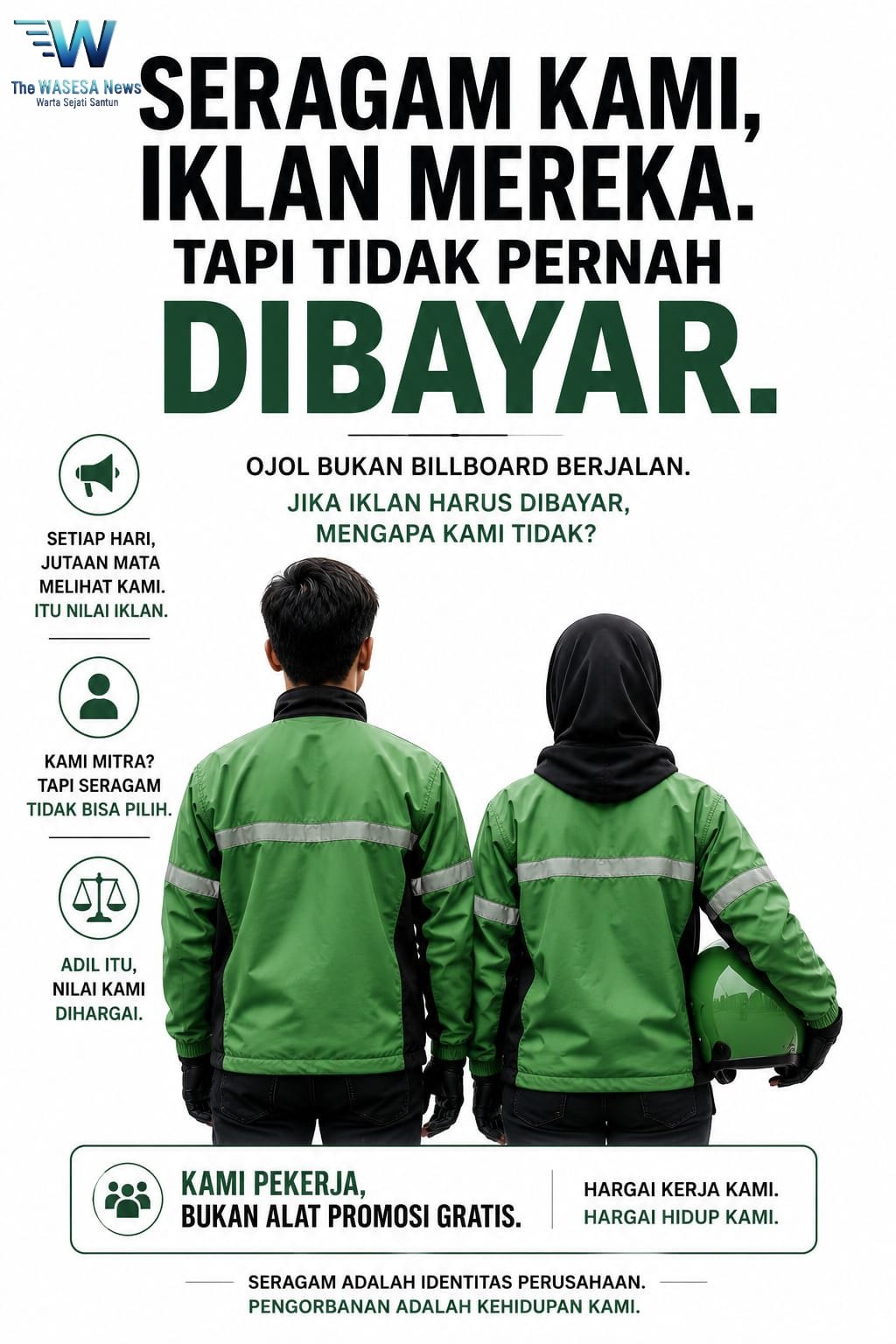 Seragam Ojol Jadi Media Iklan Gratis Perusahaan Aplikasi. - thewasesanews.com