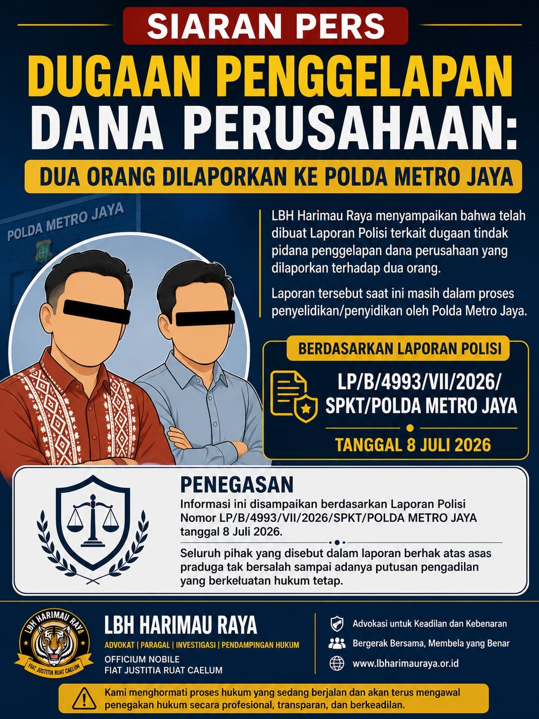 Dugaan Penggelapan Dana Perusahaan PT BKT Dilaporkan ke Polda. - thewasesanews.com