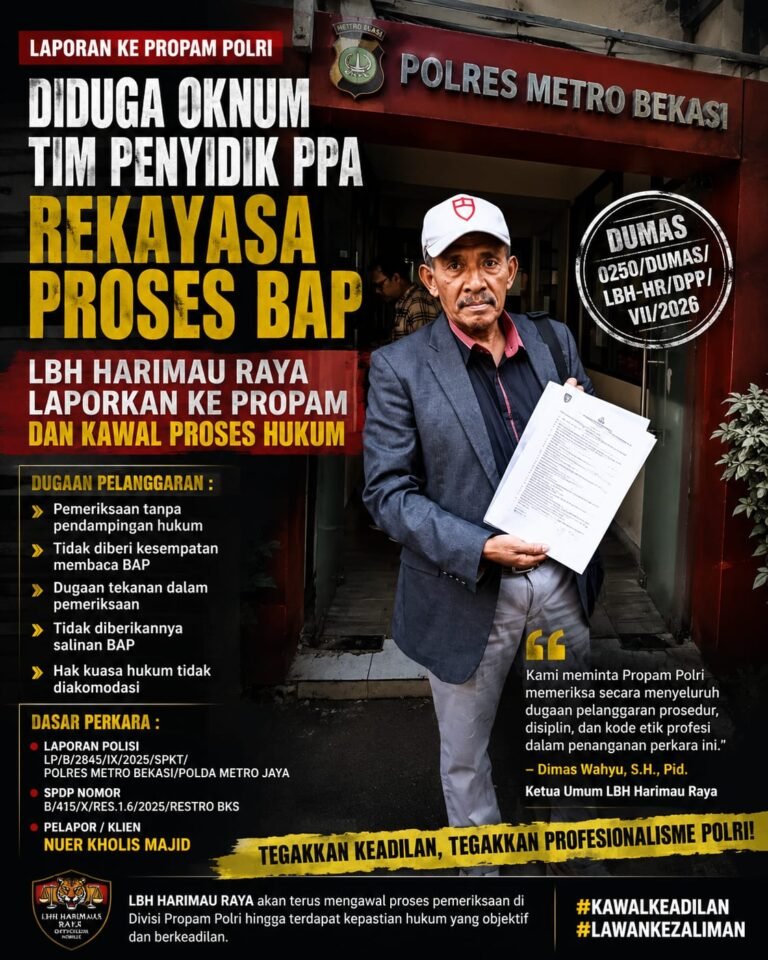 LBH Harimau Raya Laporkan Oknum Penyidik PPA Polres Bekasi ke Propam. - thewasesanews.com