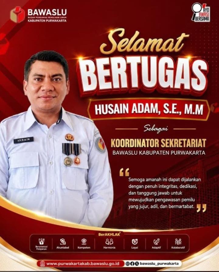 Husain Adam Koordinator Sekretariat Bawaslu Purwakarta. - thewasesanews.com