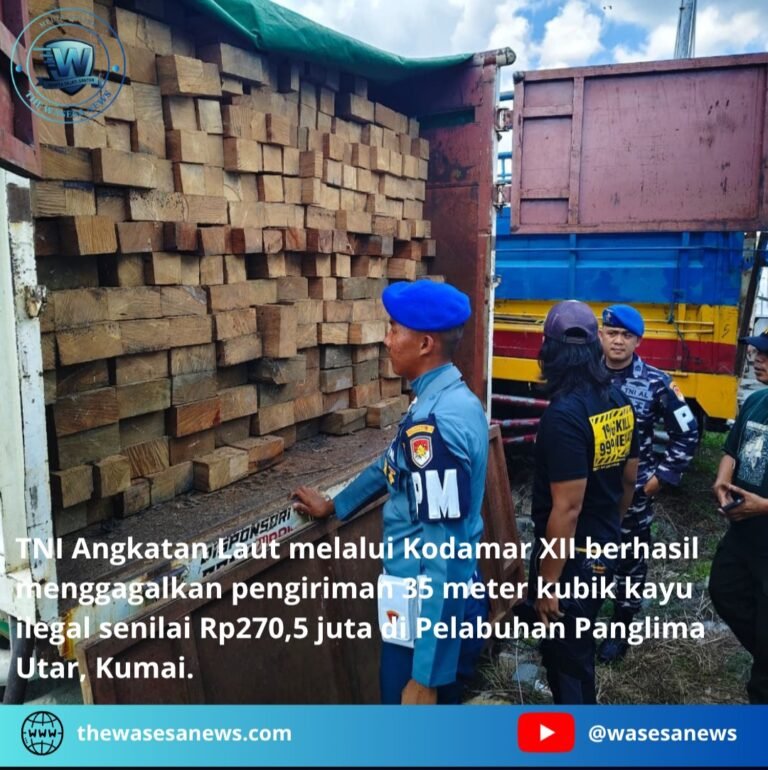 TNI AL Gagalkan Penyelundupan Kayu Ilegal di Kumai Kalteng. - thewasesanews.com