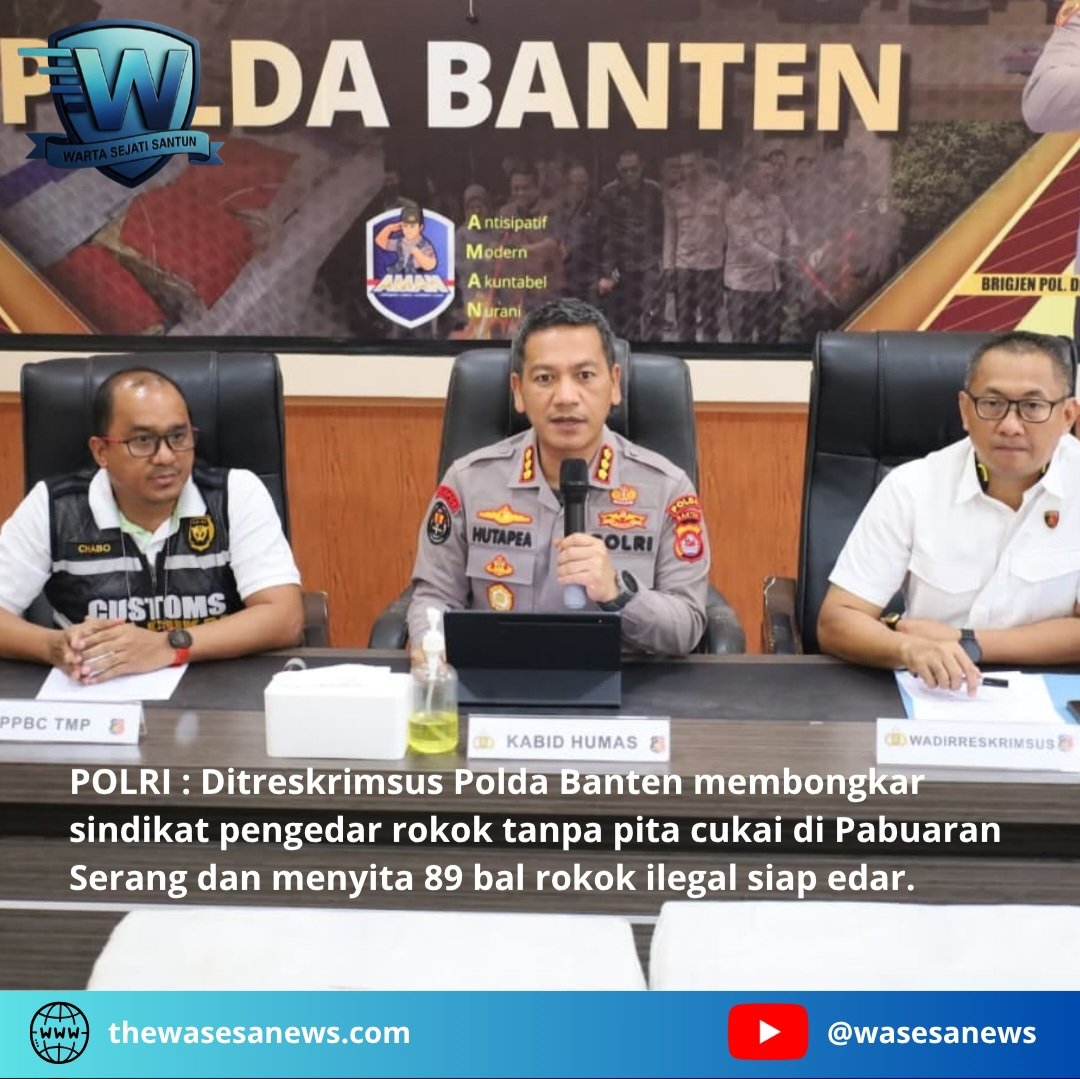 Ditreskrimsus Polda Banten Bongkar Sindikat Rokok Ilegal. - thewasesanews.com