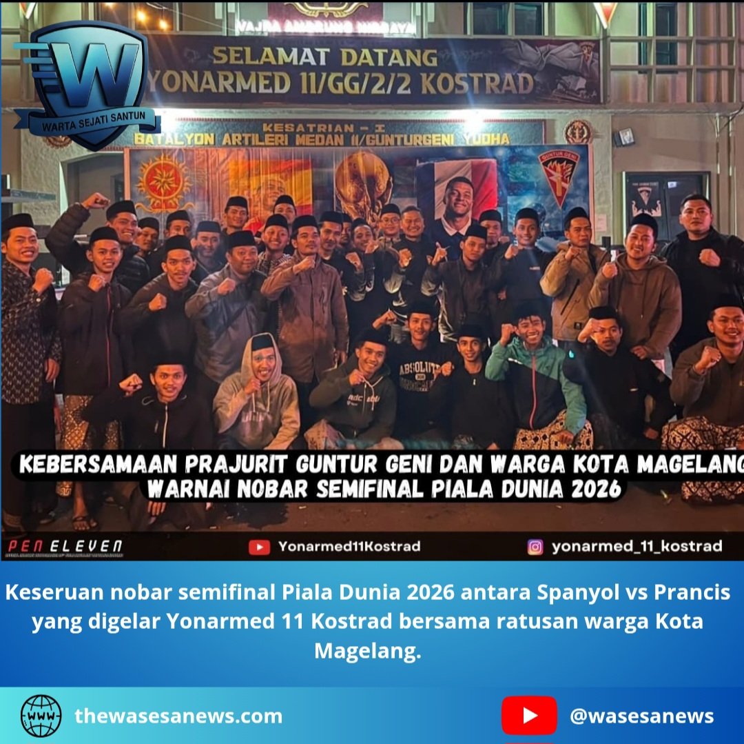Nobar Semifinal Piala Dunia 2026 Bersama Yonarmed 11 Kostrad. - thewasesanews.com
