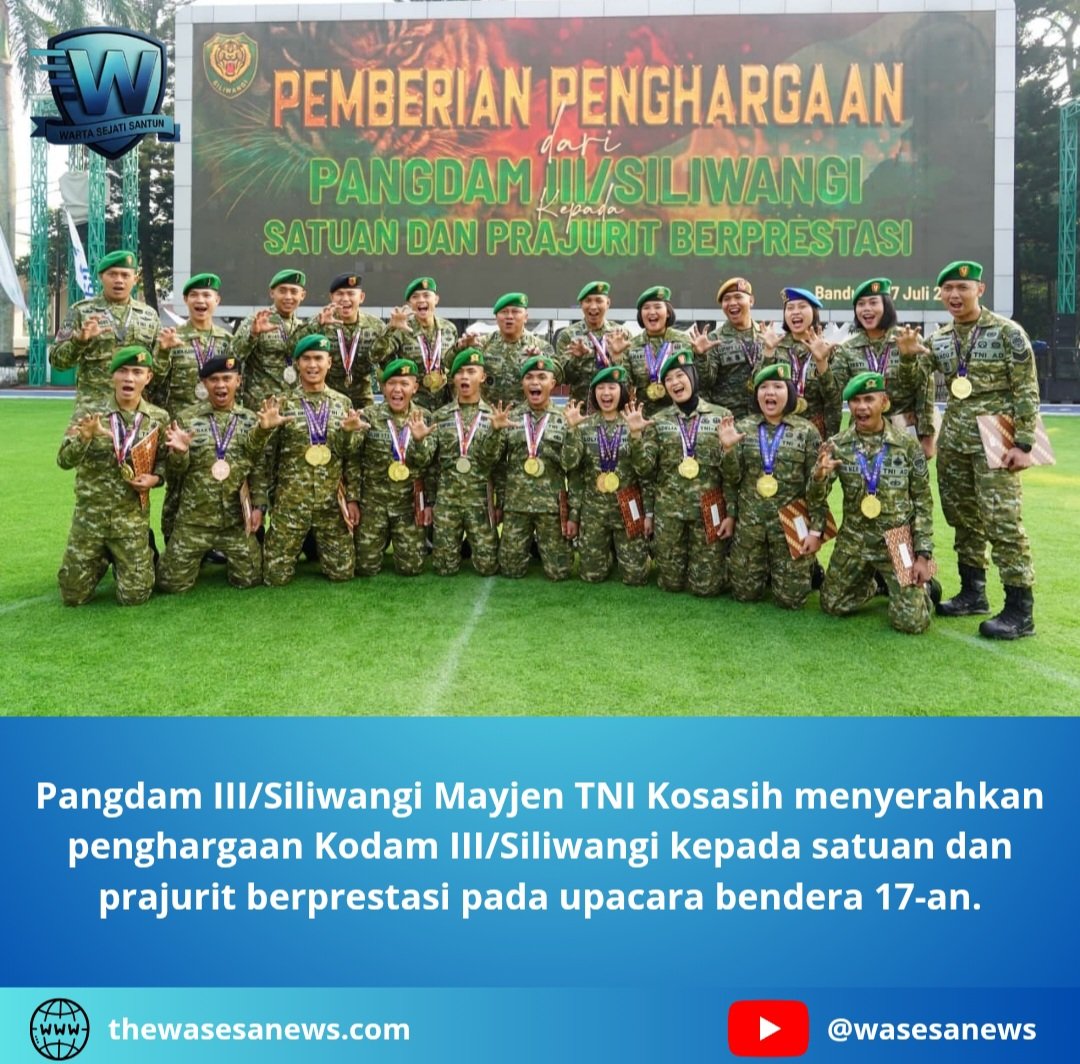 Penghargaan Kodam III/Siliwangi untuk Prajurit Berprestasi. - thewasesanews.com