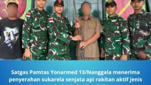 Satgas Pamtas Yonarmed 13 Nanggala Terima Senjata Api Rakitan. - thewasesanews.com