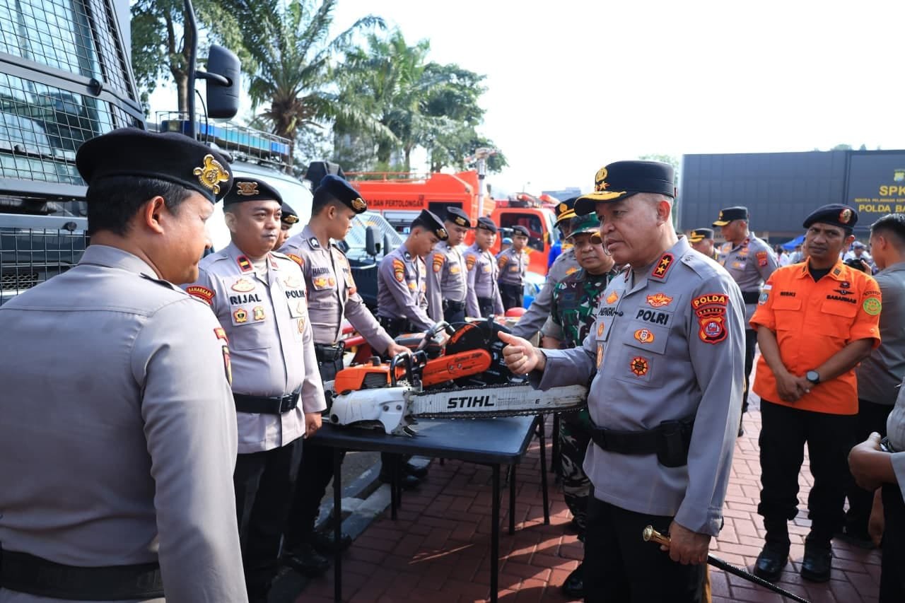 polda banten gelar apel siaga karhutla. - thewasesanews.com