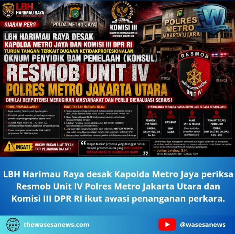 lbh harimau raya desak kapolda metro jaya periksa resmob. - thewasesanews.com