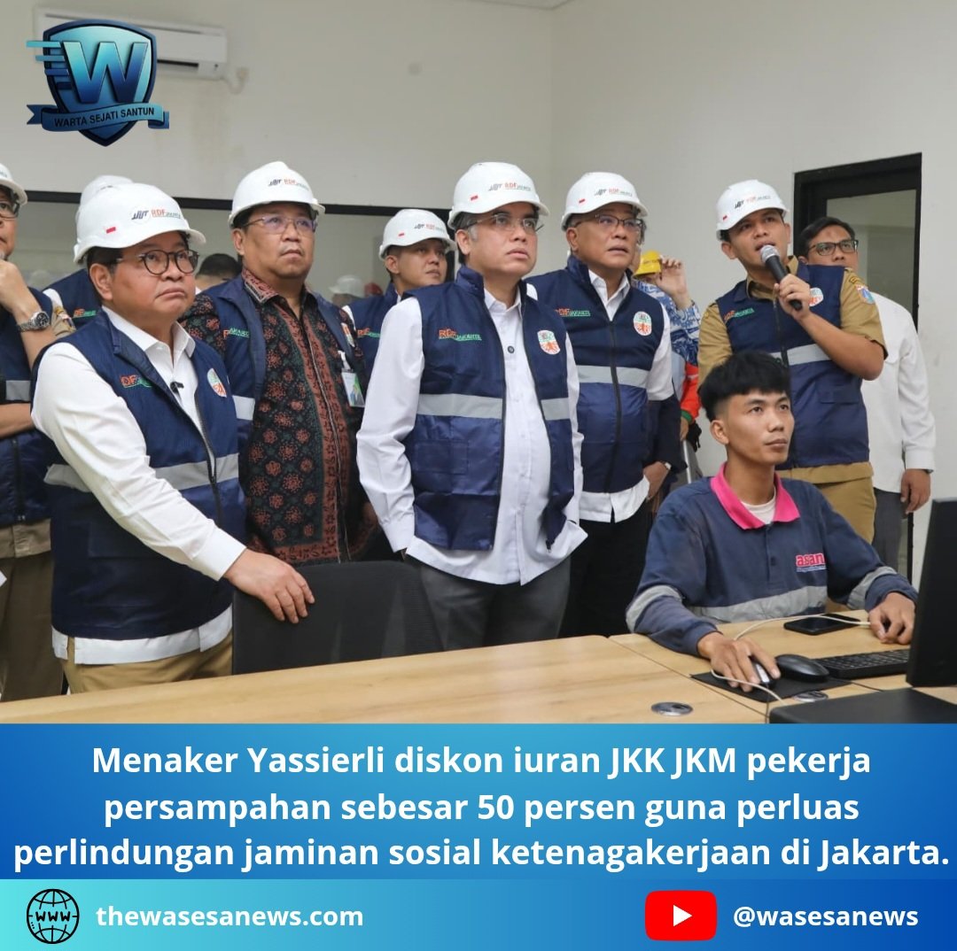 menaker yassierli diskon iuran jkk jkm pekerja persampahan. - thewasesanews.com