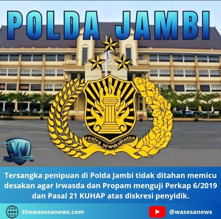 tersangka penipuan di polda jambi tidak ditahan. - thewasesanews.com