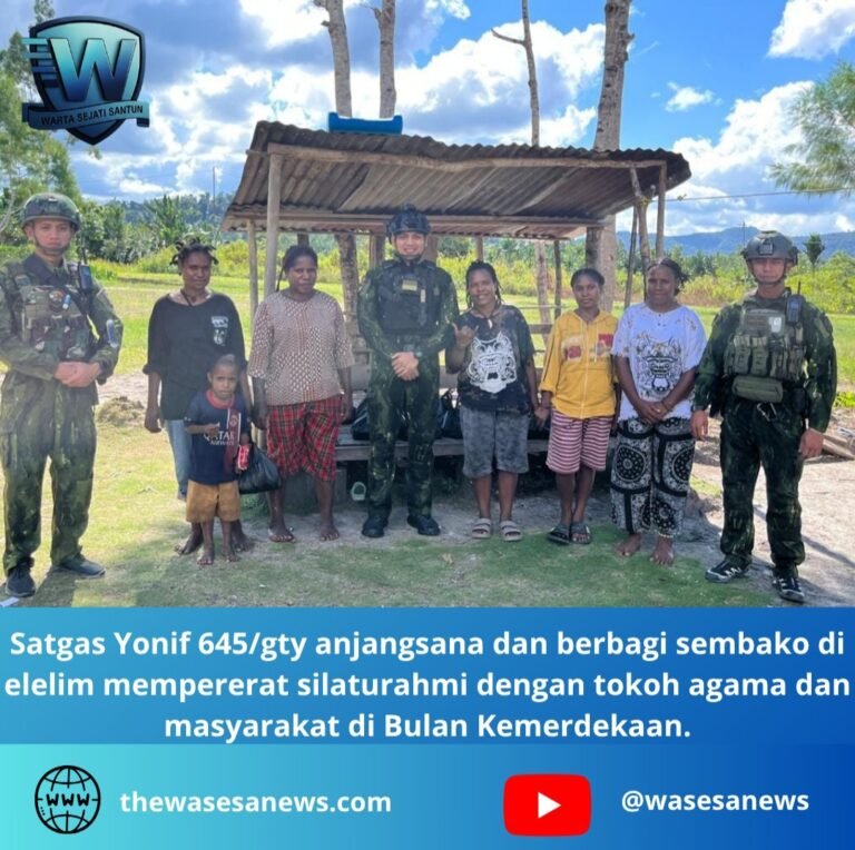 satgas yonif 645/gty anjangsana dan berbagi sembako di elelim. - thewasesanews.com