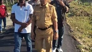 bupati halmahera tengah tinjau pengaspalan jalan damoli. - thewasesanews.com
