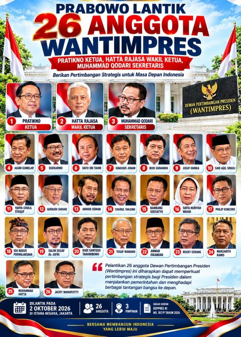 Prabowo Lantik 26 Anggota Wantimpres. - thewasesanews.com