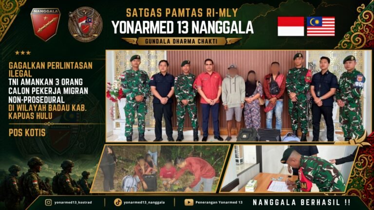 Gagalkan Perlintasan Ilegal Satgas Pamtas Yonarmed 13 Nanggala. - thewasesanews.com