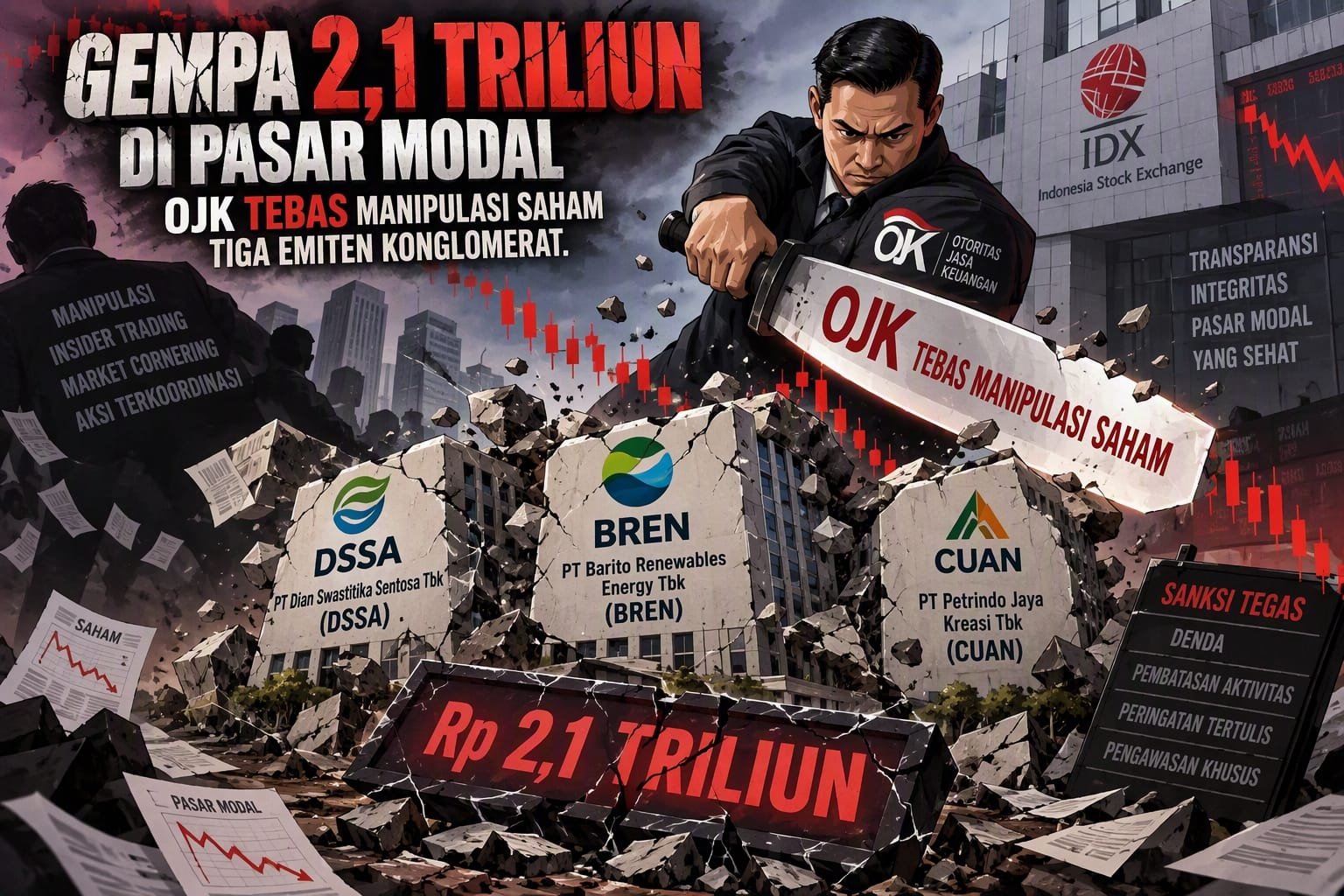 Gempa 2,1 Triliun di Pasar Modal OJK Tebas Manipulasi Saham. - thewasesanews.com