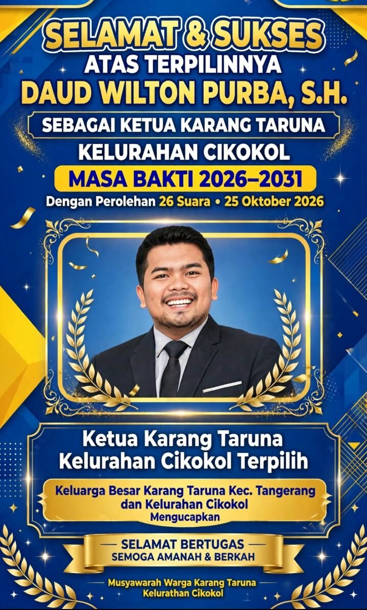 Karang Taruna Cikokol Daud Wilton Purba terpilih sebagai ketua masa bakti 2026–2031