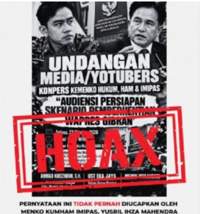 Menko Kumham Imipas Yusril Ihza Mahendra Tegaskan Undangan Pemberhentian Gibran Hoaks. - thewasesanews.com